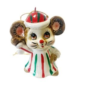 Lefton Mouse Ornaments Christmas Night Before Exclusive 3 Inch Vintage Stripes